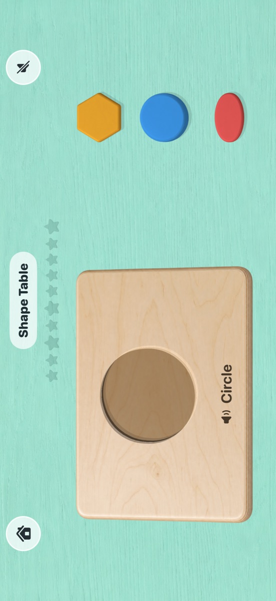 Colorful wooden shapes beside a carved circle recess