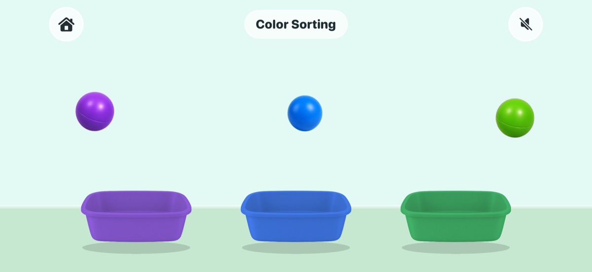 Colorful objects and matching sorting bins